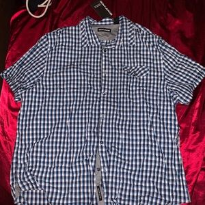 DKNY Button Down Plaid T Shirt